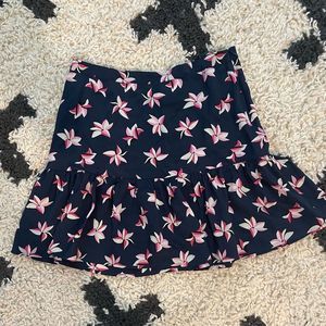 Joie Navy Blue Silky Skirt with Pink Flower Detail